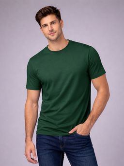 Glito - Green Casual Cotton Round Neck T-Shirt