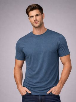 Glito - Teal Casual Cotton Round Neck T-Shirt