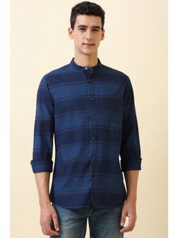 Allen Solly - Men Navy Blue Stripe Full Sleeves Casual Shirt