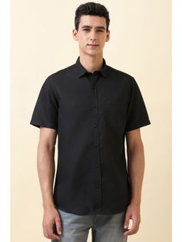Allen Solly - Men Black Textured Half Sleeves Casual Shirt