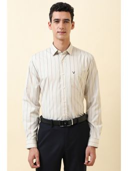 Allen Solly - Men Beige Stripe Full Sleeves Formal Shirt