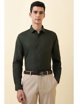 Allen Solly - Men Green Solid Full Sleeves Formal Shirt