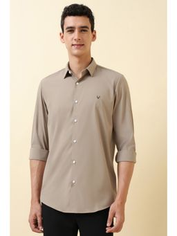 Allen Solly - Men Beige Solid Full Sleeves Casual Shirt