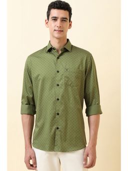 Allen Solly - Men Olive Print Full Sleeves Casual Shirt