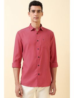 Allen Solly - Men Red Textured Full Sleeves Casual Shirt