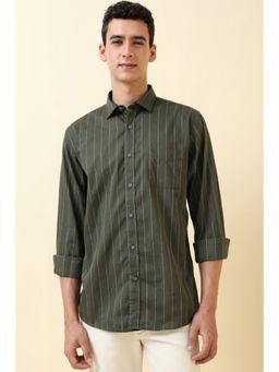 Allen Solly - Men Olive Stripe Full Sleeves Casual Shirt