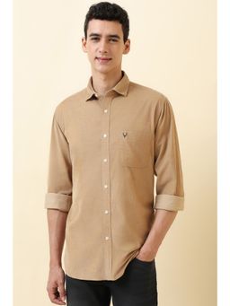 Allen Solly - Men Khaki Solid Full Sleeves Casual Shirt