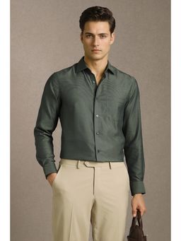 Louis Philippe - Men Green Textured Full Sleeves Formal Shirt