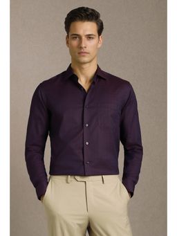 Louis Philippe - Men Purple Textured Full Sleeves Formal Shirt