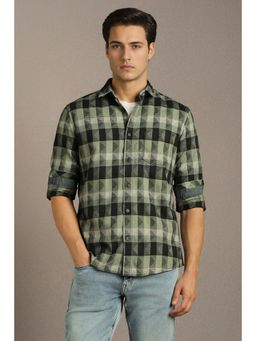 Louis Philippe - Men Olive Full Sleeves Casual Shirt