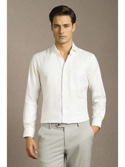 Louis Philippe - Men White Textured Full Sleeves Formal Shirt