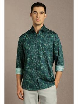 Louis Philippe - Men Green Print Full Sleeves Casual Shirt