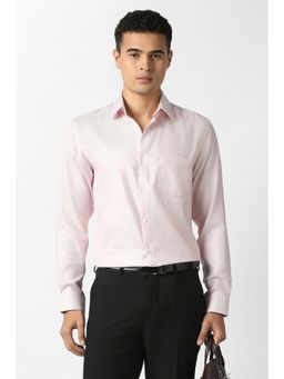 Van Heusen - Men Pink Textured Full Sleeves Formal Shirt