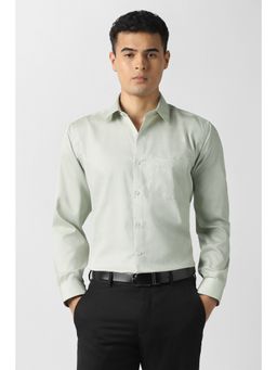 Van Heusen - Men Green Textured Full Sleeves Formal Shirt