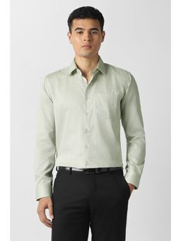 Van Heusen - Men Green Textured Full Sleeves Formal Shirt