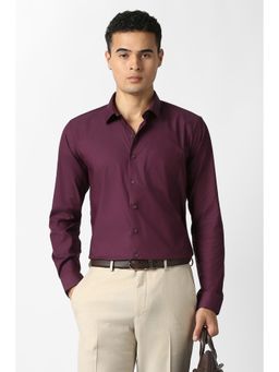 Van Heusen - Men Burgundy Solid Full Sleeves Formal Shirt