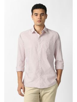 Van Heusen - Men Pink Stripe Full Sleeves Casual Shirt