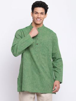 Fabindia - Green Cotton Striped Kurta Short