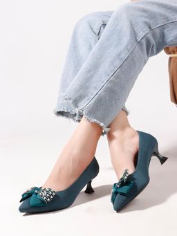 Dollphin - Women Teal Pointed Toe Pumps