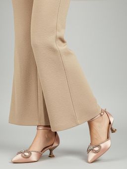 Dollphin - Women Rose Gold Embellished Ankle-Strap Heel Sandals