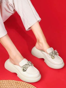 Ronnie Grey - Women Off White Solid Bow Mules