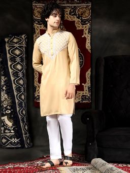 HOUSE OF KARI - Mens Chikankari Kurta In Cotton Silk Blend