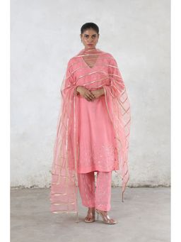 Saksham & Neharicka - Pink Golapi Kurta with Pant and Dupatta (Set of 3)