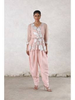 Saksham & Neharicka - Pink Maitreyi Dhoti with Bustier and Top (Set of 3)