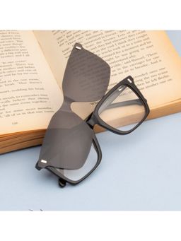 TED SMITH - Unisex Black Wayfarer Acetate Frames Clip On Sunglass With Polarized Lens