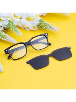 TED SMITH - Unisex Black Square Acetate Frames Clip On Sunglass With Polarized Lens