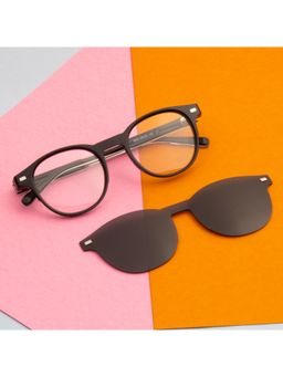 TED SMITH - Unisex Black Round Acetate Frames Clip On Sunglass With Polarized Lens