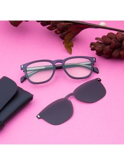 TED SMITH - Unisex Blue-Black Wayfarer Acetate Frames Clip On Sunglass with Polarized Lens