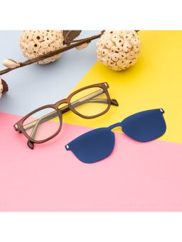 TED SMITH - Unisex Brown-Bue Wayfarer Acetate Frames Clip On Sunglass with Polarized Lens