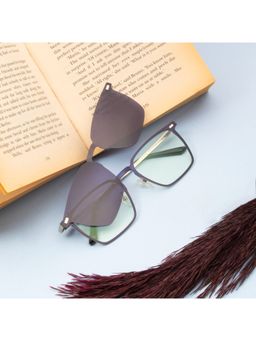 TED SMITH - Unisex Black Wayfarer Metal Frames Clip On Sunglass with Polarized Lens