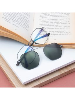 TED SMITH - Unisex Hexogen Metal Frames Clip On Sunglass with Polarized Lens