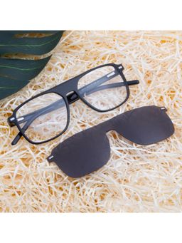 TED SMITH - Unisex Black Aviator Acetate Frames Clip On Sunglass With Polarized Lens