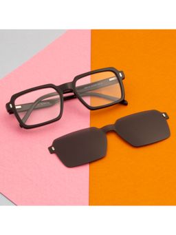 TED SMITH - Unisex Black Square Acetate Frames Clip On Sunglass With Polarized Lens