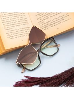 TED SMITH - Women Black-Brown Cat Eye Acetate Frames Clip On Sunglass with Polarized Lens