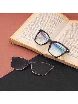 TED SMITH - Women Black Cat Eye Acetate Frames Clip On Sunglass with Polarized Lens