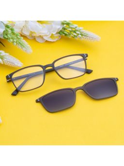 TED SMITH - Unisex Green-Purple Rectangular Frames Clip On Sunglass With Polarized Lens