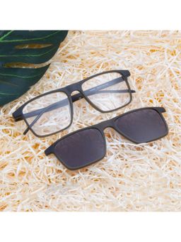 TED SMITH - Unisex Green Square Frames Clip On Sunglass With Polarized Lens