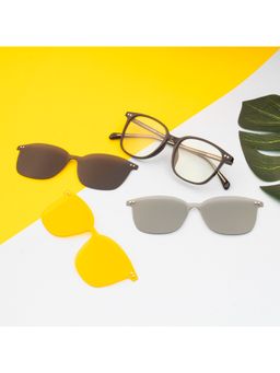 TED SMITH - Unisex Black Wayfarer Acetate Frames Clip On Sunglass with Polarized Lens