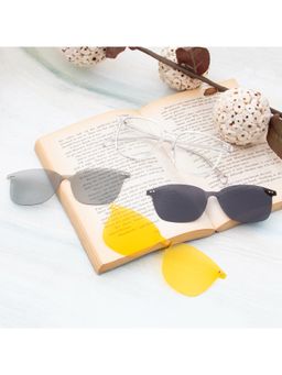 TED SMITH - Unisex Transparent Wayfarer Acetate Frames Clip On Sunglass with Polarized Lens