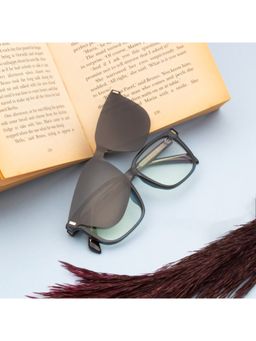 TED SMITH - Unisex Blue-Black Wayfarer Acetate Frames Clip On Sunglass with Polarized Lens