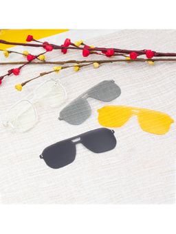 TED SMITH - Unisex Transparent Aviator Acetate Frames Clip On Sunglass with Polarized Lens