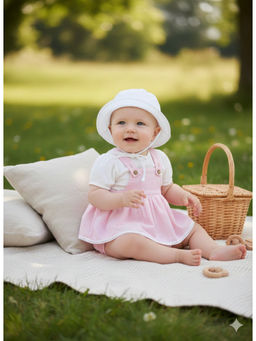 FURR BALLS - Pink Stripe Top & Skirt Dungaree