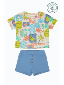 FURR BALLS - White Printed T-shirt and Shorts