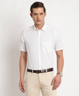 Turtle - Men Cotton Regular Fit White Solid Formal Shirt