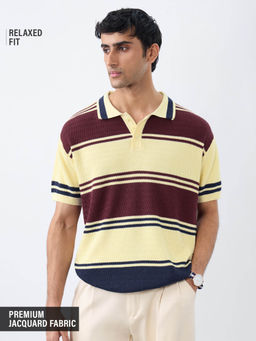 The Souled Store - Jacquard Polo: Red Velvet Men Polo T-Shirt