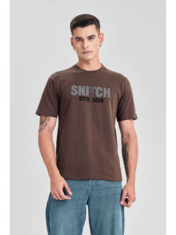 Snitch - Brown Graphic Half Sleeves Regular Casual T-Shirt for Men